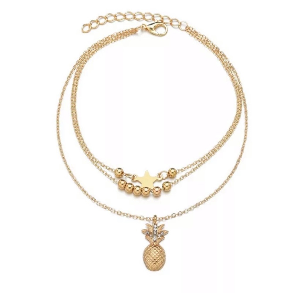 New Anklet Pineapple Star Double Layer Bracelet - Picture 2 of 5